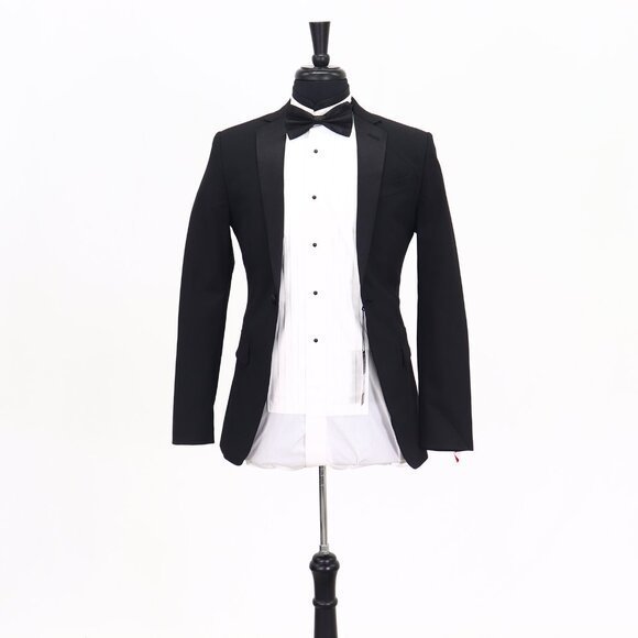 J. Ferrar 34R Black Solid 1-Button Sport Coat Blazer Jacket T133